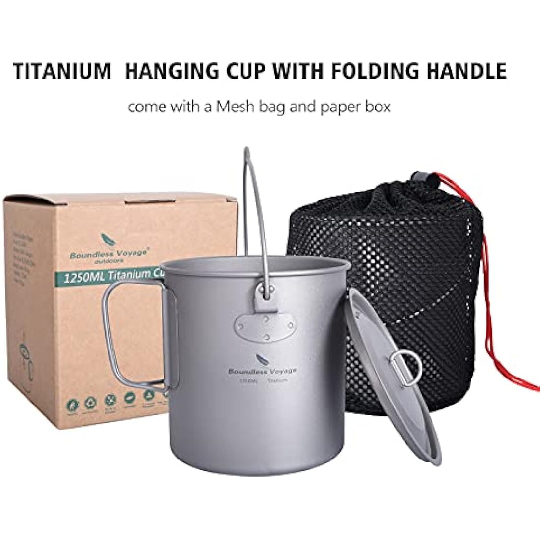 Boundless Voyage 1250ml Titanium Pot | Ultralight Camping Mug