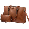 LOVEVOOK 15.6 Inch Laptop Tote Bag – Vintage PU Leather Work Briefcase