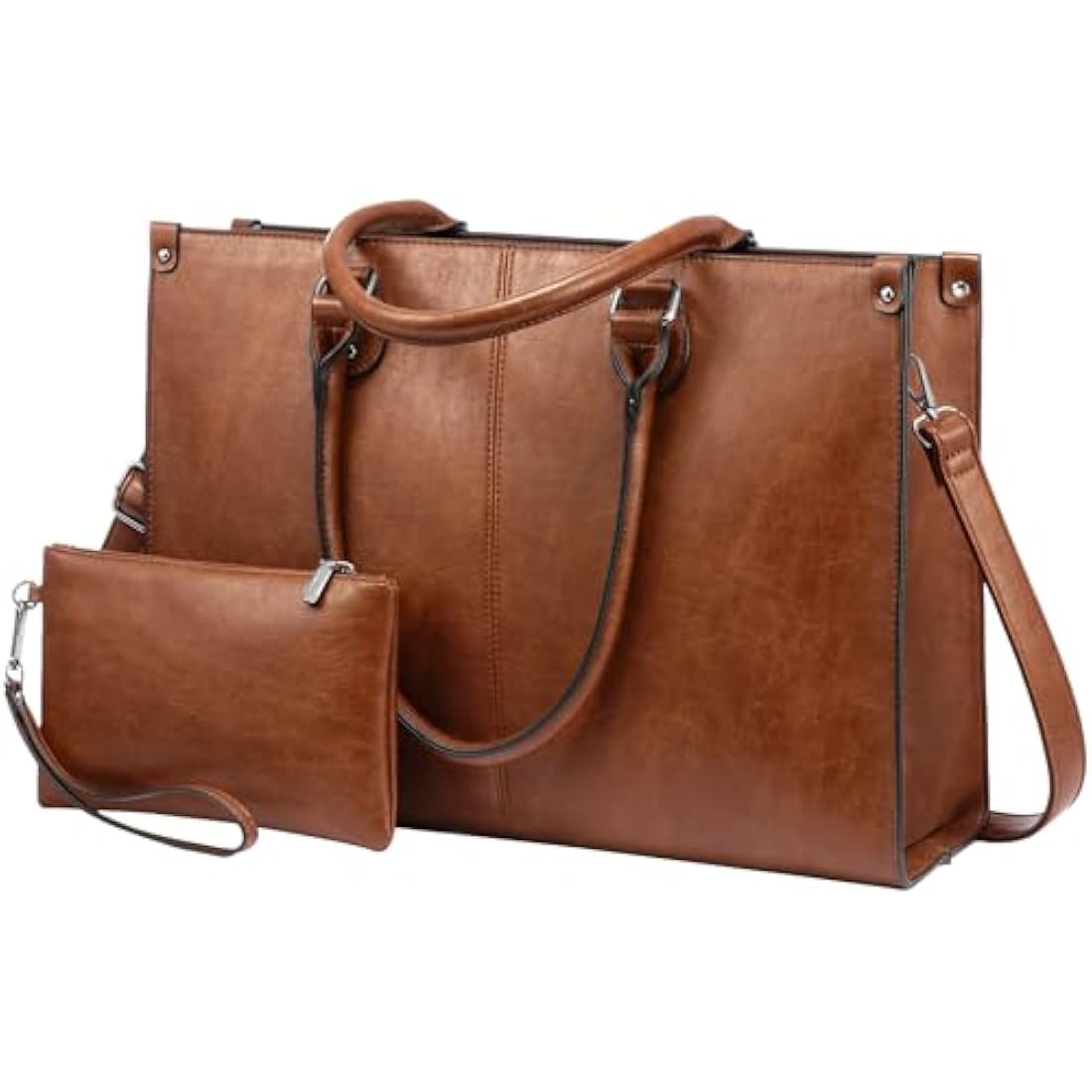 LOVEVOOK 15.6 Inch Laptop Tote Bag – Vintage PU Leather Work Briefcase