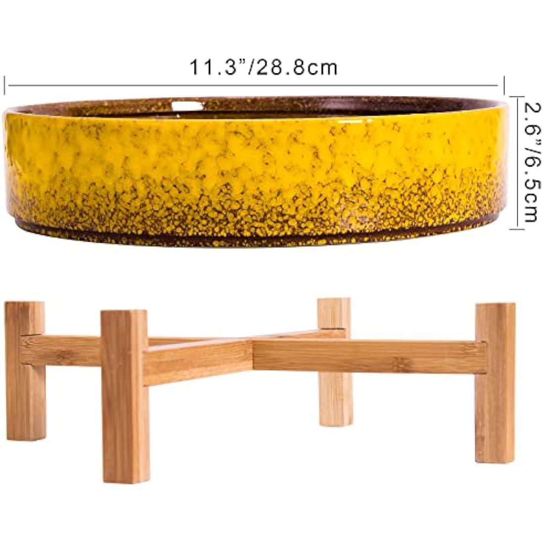 Artketty 29cm Ceramic Bonsai Pot with Stand | Large Succulent Planter