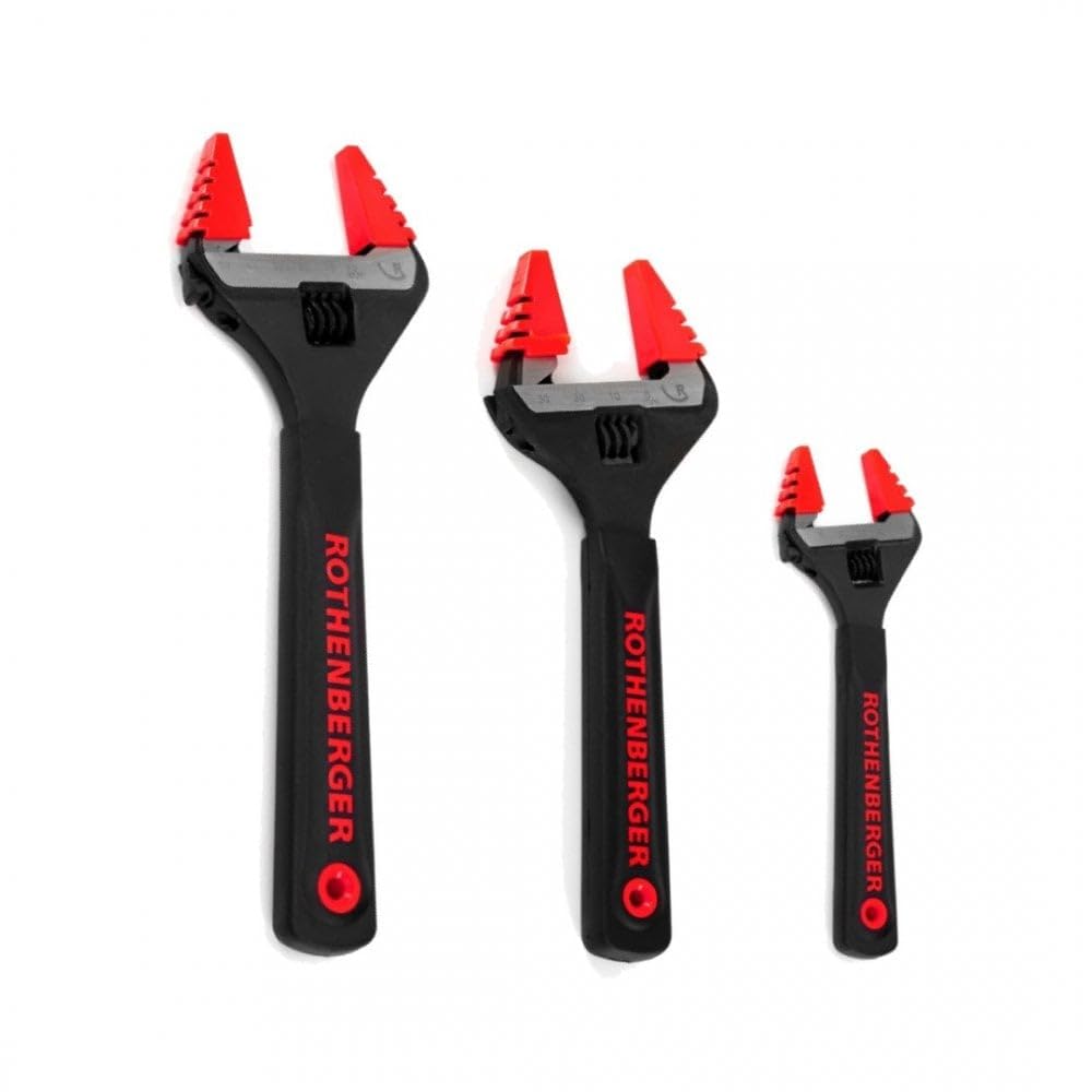 Rothenberger Wide Jaw Adjustable Wrench Set - Chrome (6", 8", 10")