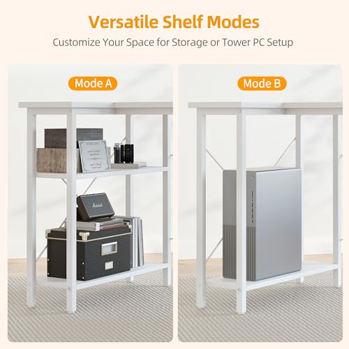 BEXEVUE L-Shaped Corner Desk | 100x70cm Gaming Table with Storage Shelves