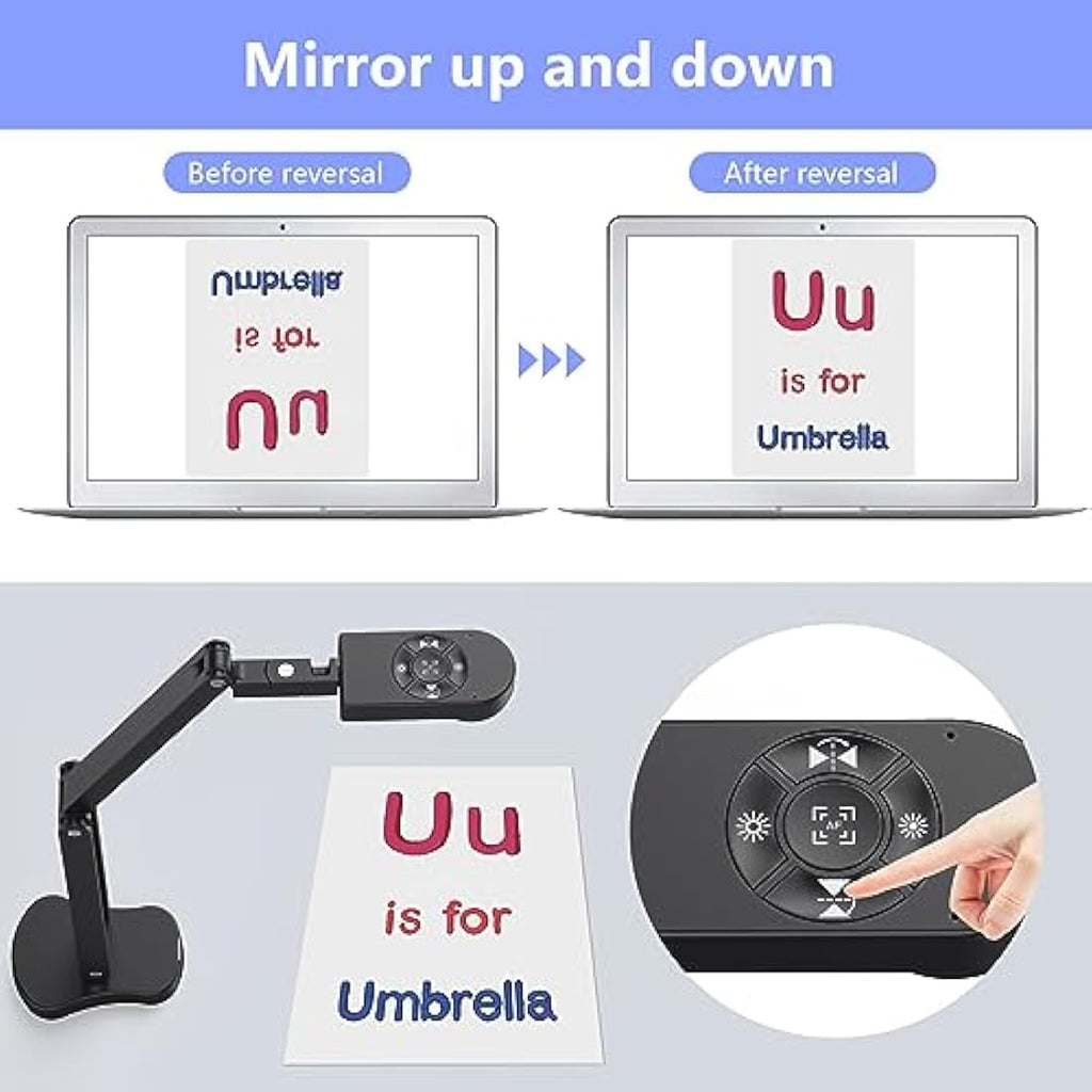 THUSTAND 8MP Document Camera – 4K USB Visualiser with LED Light & Mic