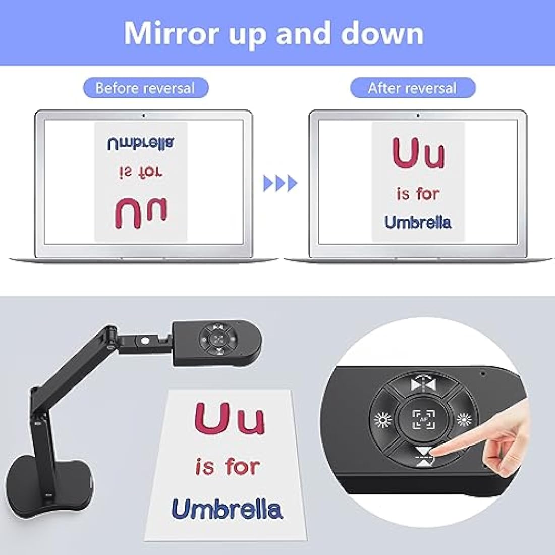 THUSTAND 8MP Document Camera – 4K USB Visualiser with LED Light & Mic