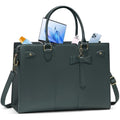 RAINSMORE 15.6 Inch Laptop Tote Bag – PU Leather Work Handbag, Dark Green