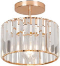 Jolof Store Crystal Ceiling Light – Modern Rose Gold Semi Flush Mount Lamp
