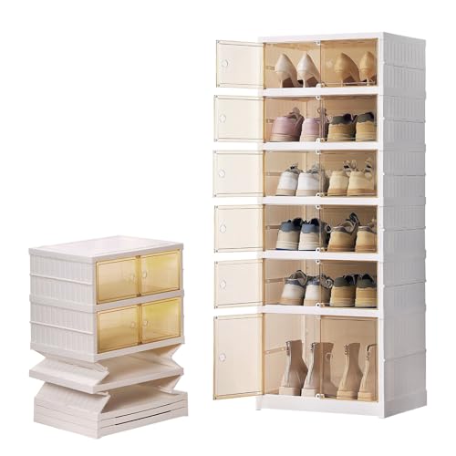 6-Tier Foldable Shoe Storage Cabinet | Clear Magnetic Doors