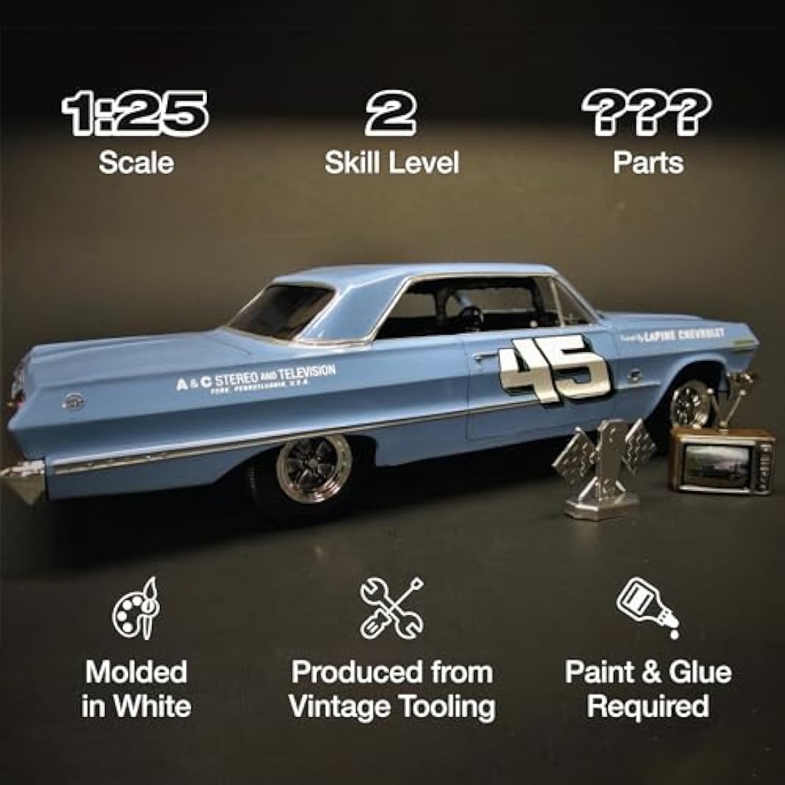 1963 Chevy Impala SS Model Kit - AMT 1:25 Scale Classic Car Hobby