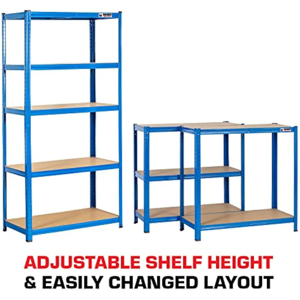 Rhino Racking Heavy-Duty Garage Shelving – 2 Bays, 5 Tier Blue Metal