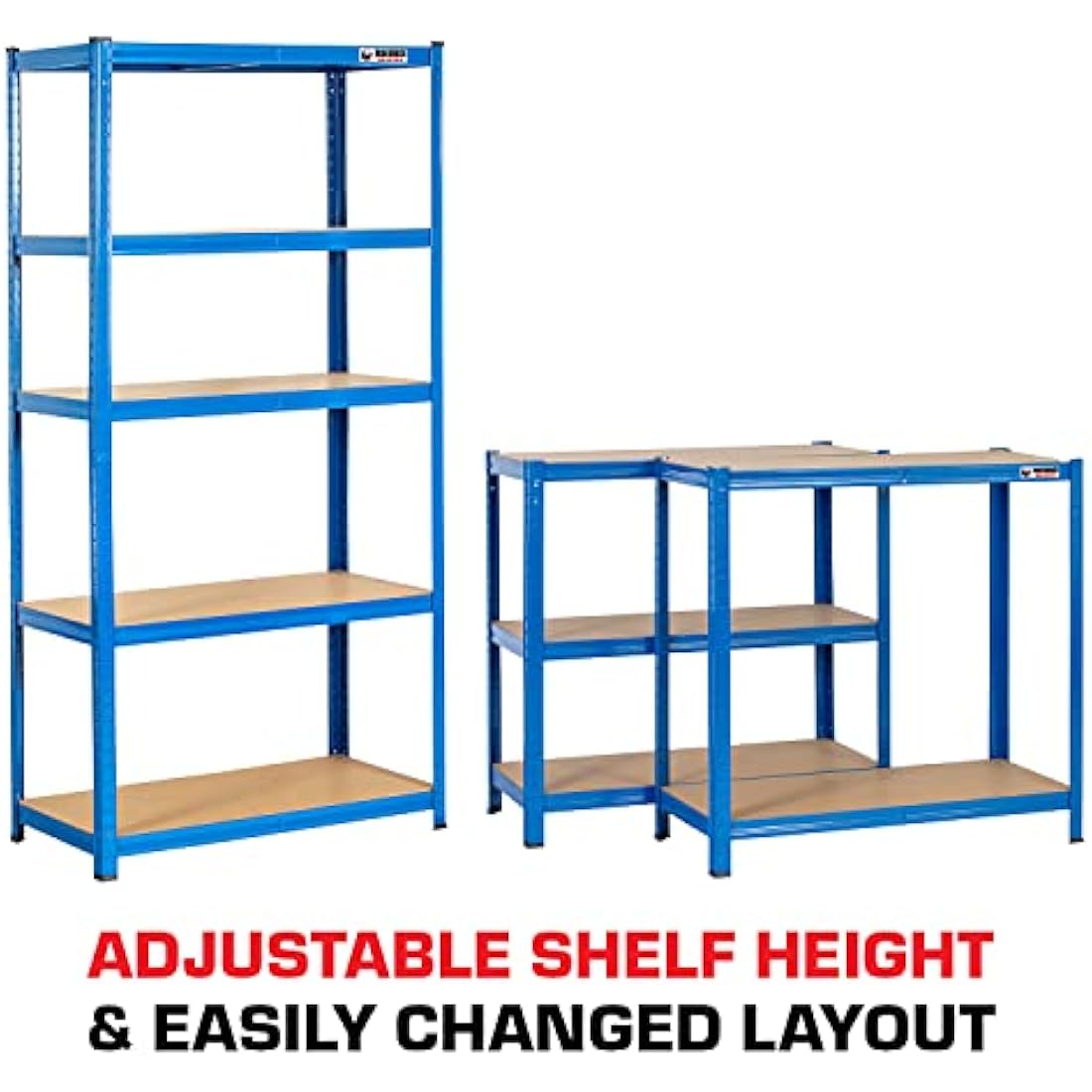 Rhino Racking Heavy-Duty Garage Shelving – 2 Bays, 5 Tier Blue Metal