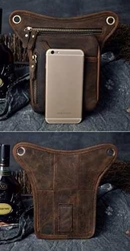 Men's Genuine Leather Motorcycle Drop Leg Bag & Waist Pack