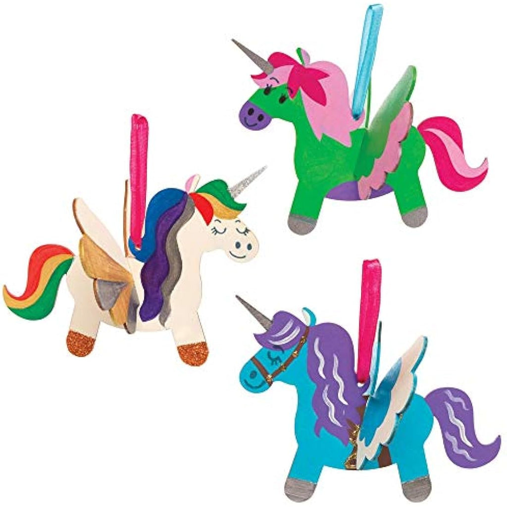 Baker Ross Wooden Unicorn Decoration - DIY Paint & Hang Ornaments, 6 Pack