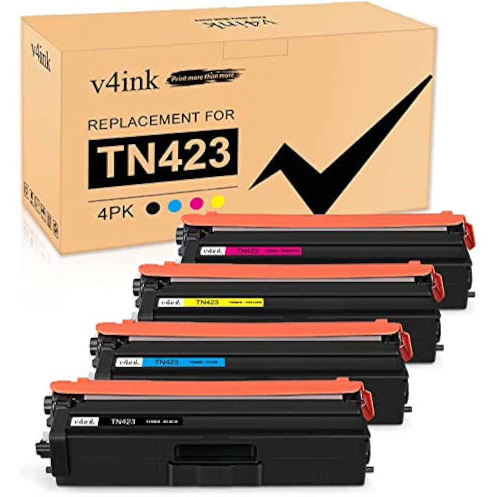 v4ink TN423 TN421 Compatible Toner Cartridges for Brother Printers, 4-Pack