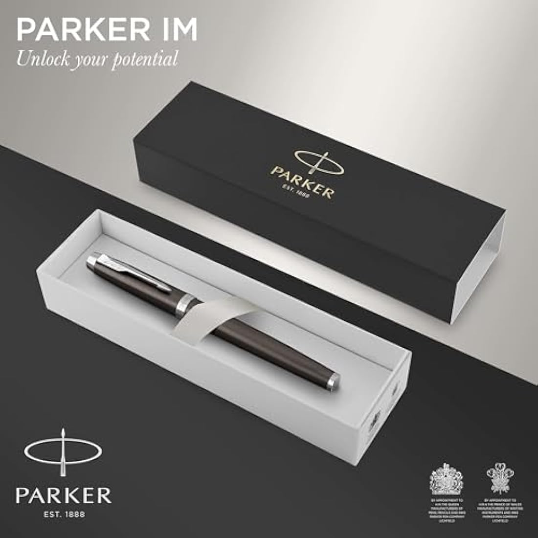 Parker IM Fountain Pen – Dark Espresso, Medium Nib with Blue Ink Refill