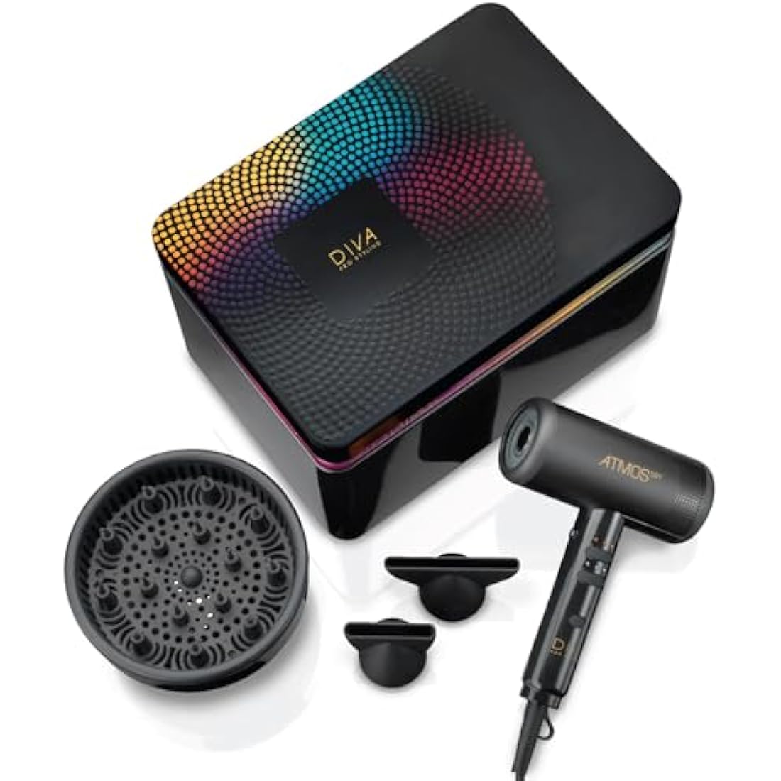 Diva Pro Atmos Dry Hairdryer – 2000W Ionic Brushless Motor with Diffuser