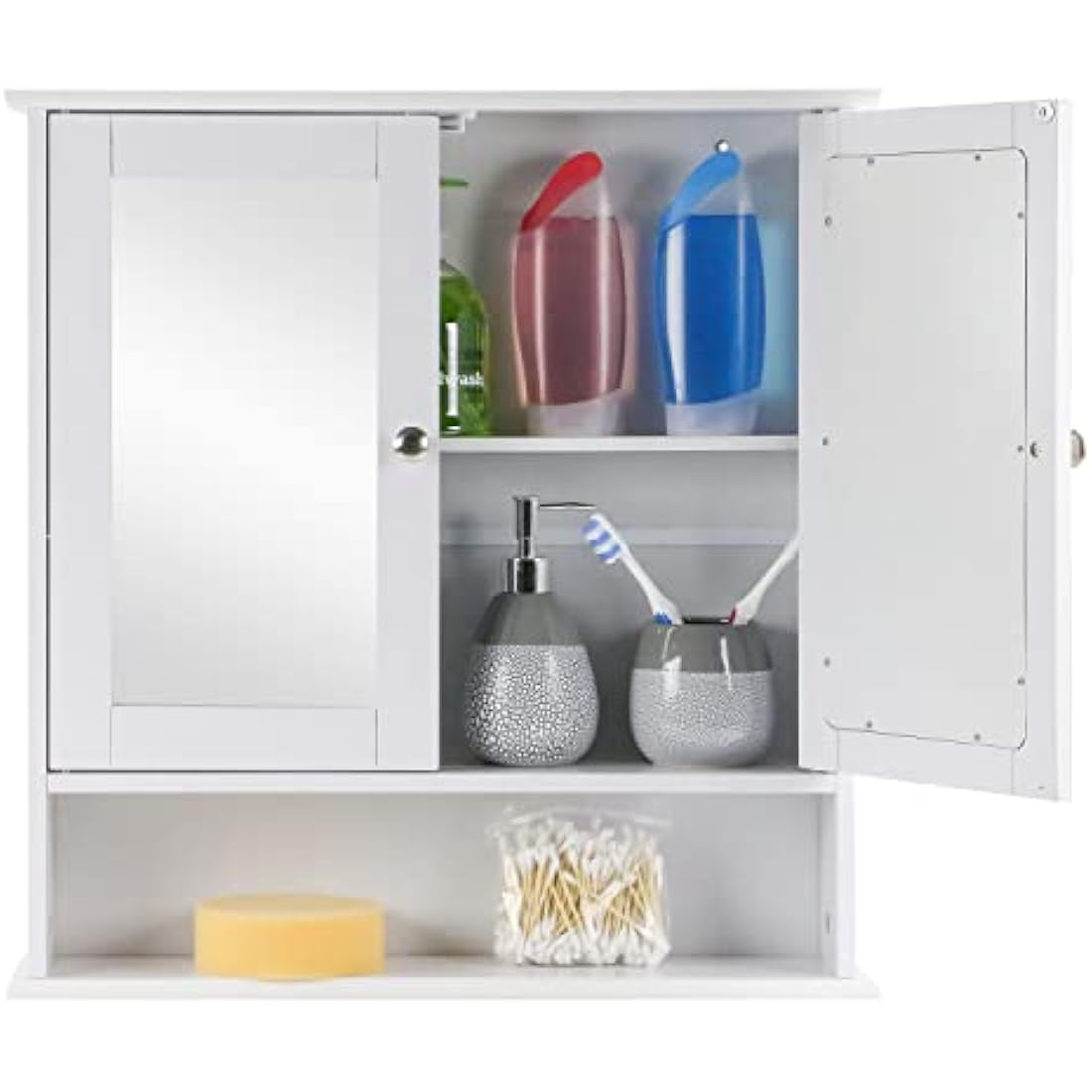 Taylor & Brown White Double Mirrored Door Bathroom Wall Cabinet