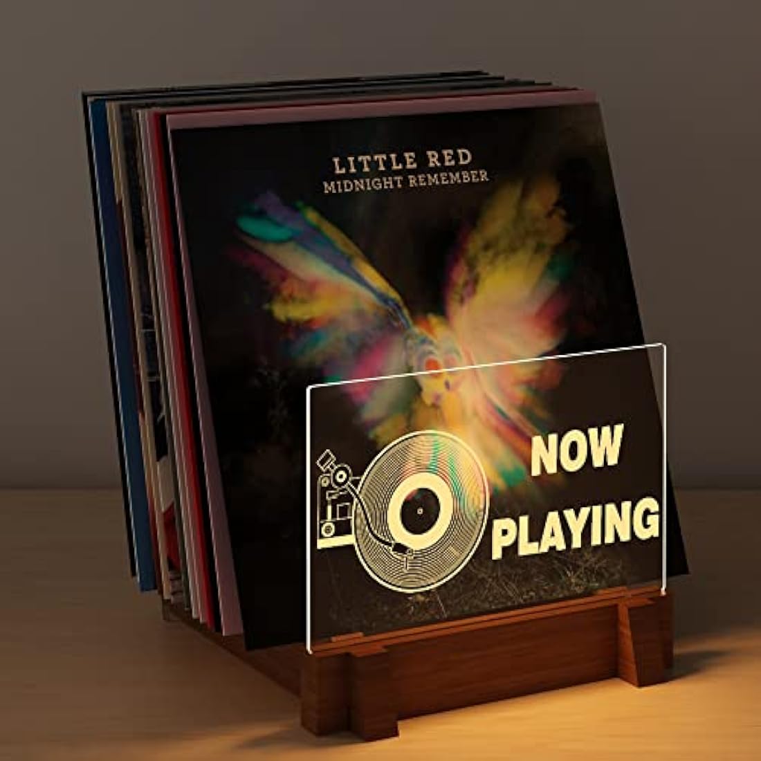 Light Up Vinyl Record Storage – Wood & Acrylic LED Album Holder