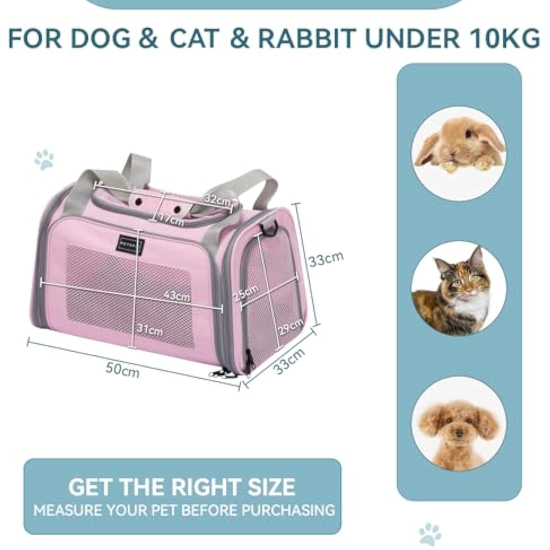 Petsfit Expandable Cat Carrier | Large Pet Travel Bag for Dogs - Pink