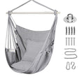 Goutime Hammock Chair Swing with 2 Pillows and Metal Support Bar - Gray
