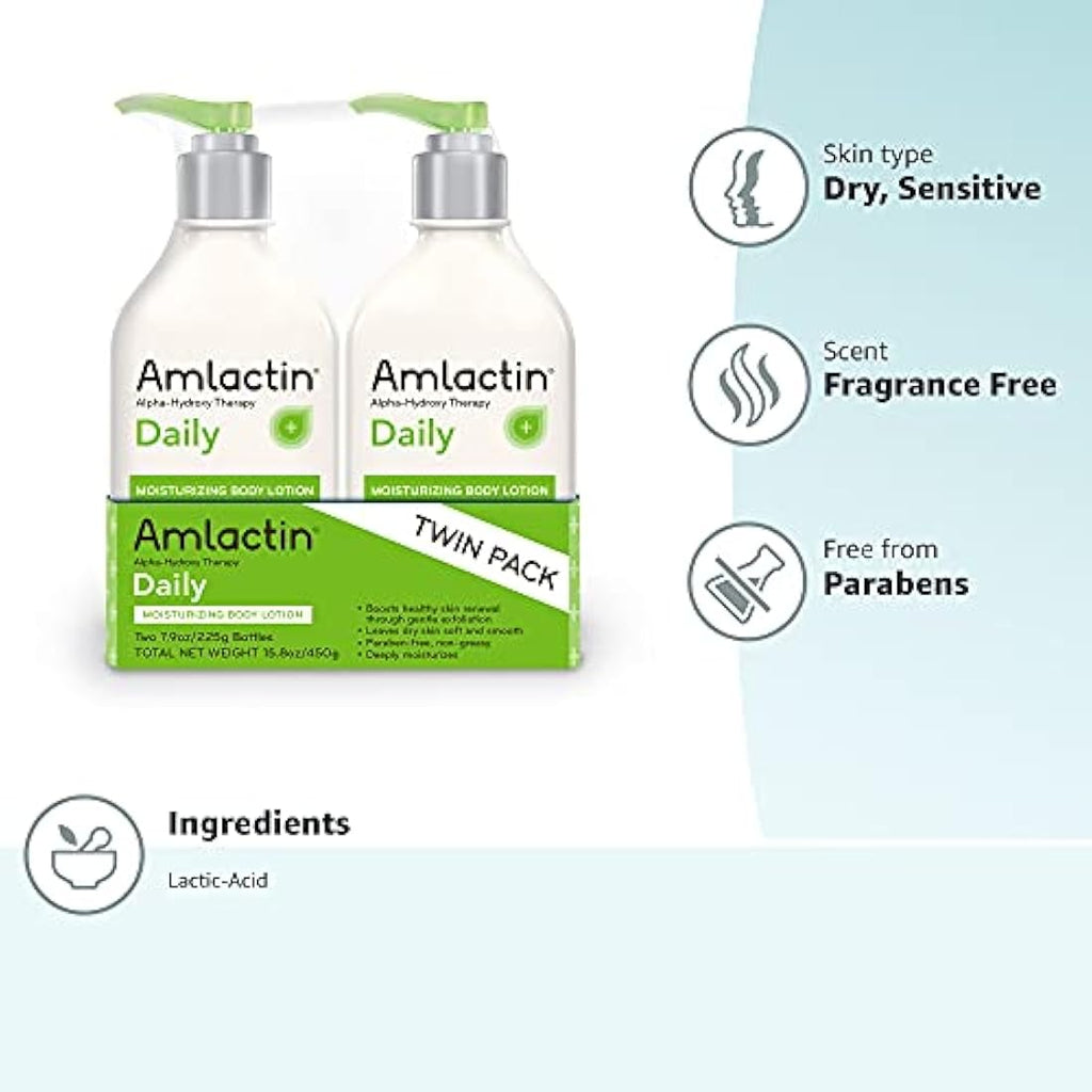 AmLactin Daily Moisturizing Body Lotion - 2 Pack (7.9 oz) Lactic Acid