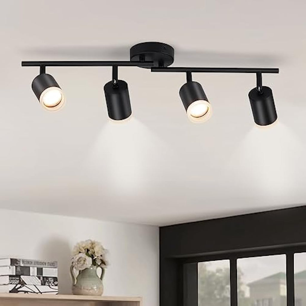 Gr4tec 4-Way LED Ceiling Spotlight Bar | Matte Black GU10 Fitting