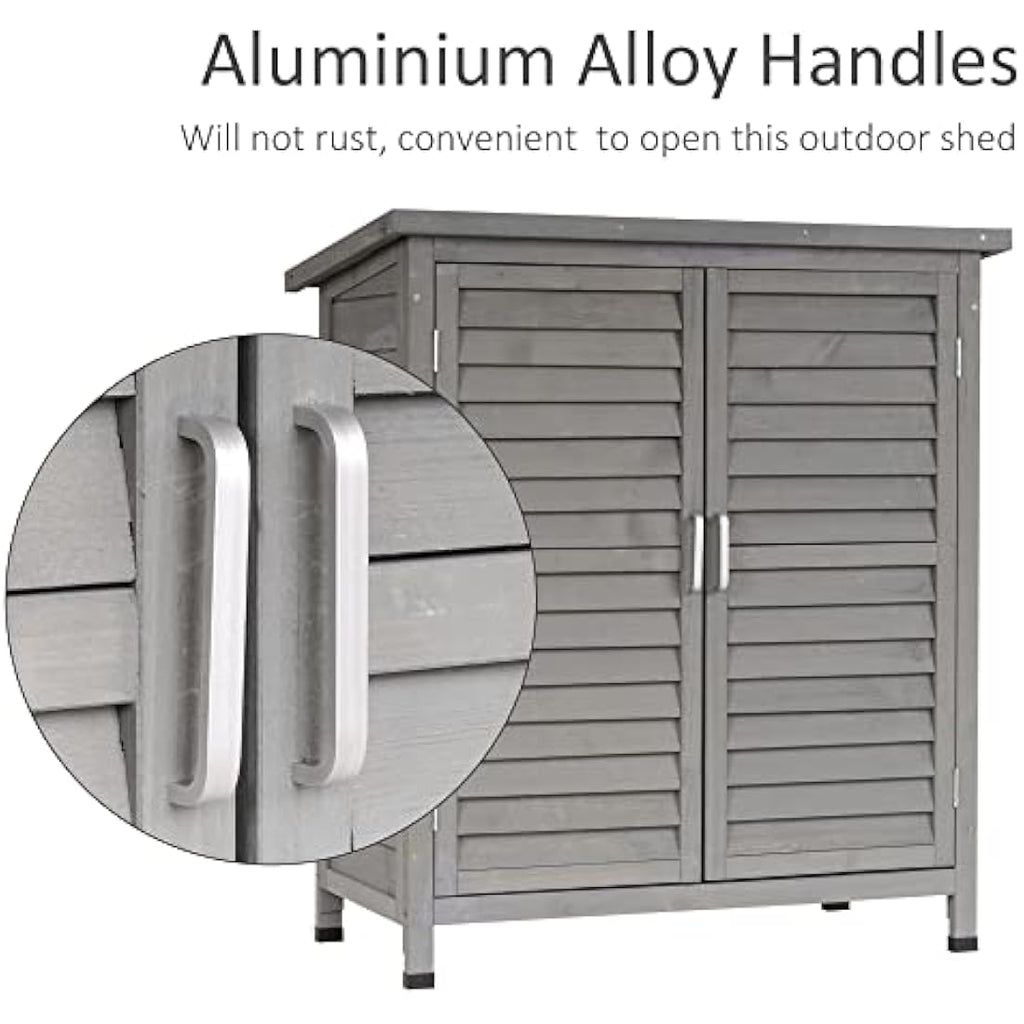 Outsunny Wooden Garden Storage Shed | Fir Wood Tool Cabinet - Grey