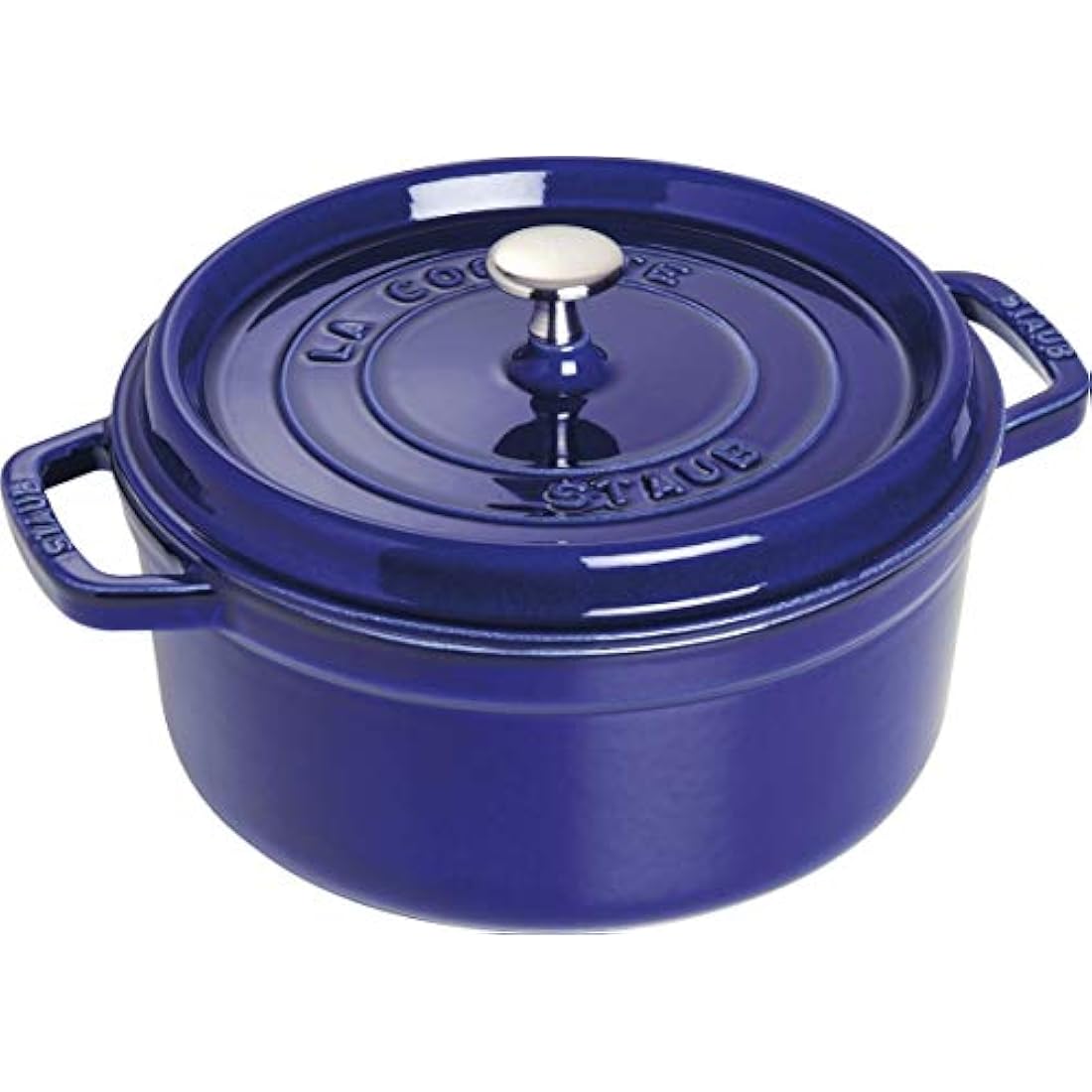 STAUB Cast Iron Round Cocotte with Steamer Insert, 5.2 L – Dark Blue