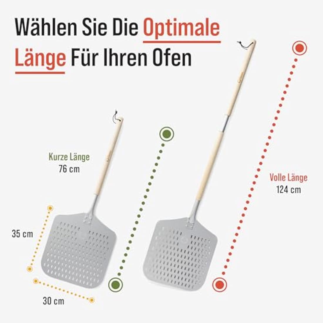 Chef Pomodoro Perforated Pizza Peel – 12" Aluminum Paddle with Wood Handle