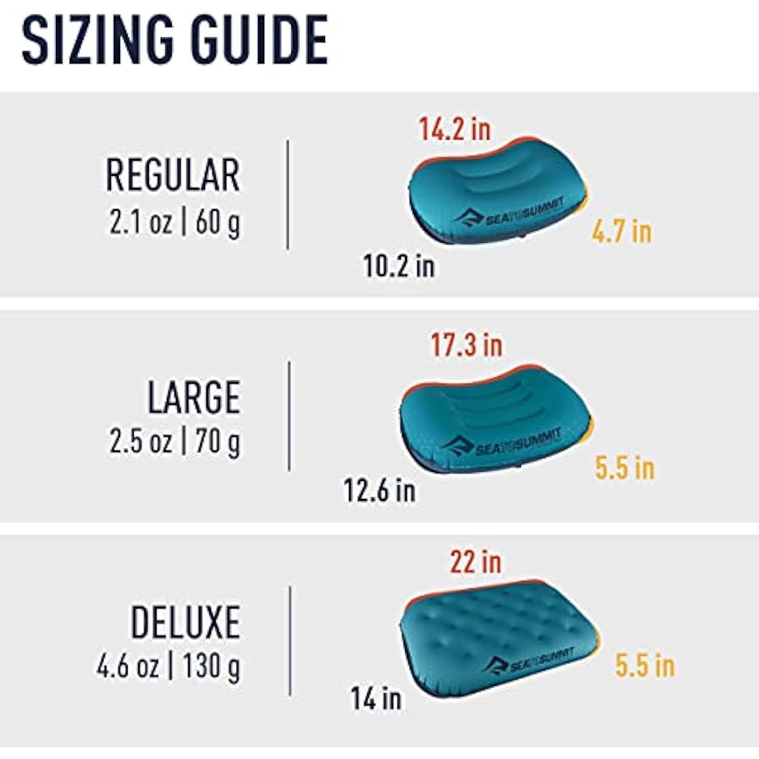 Sea to Summit Aeros Ultralight Inflatable Camping Pillow | Large – Aqua Blue