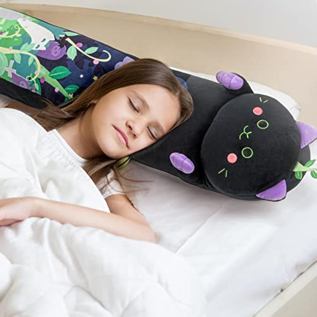 Mewaii 51in Long Cat Body Pillow – Black Devil Mint Plushie Toy