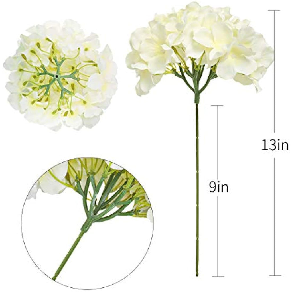Tifuly 12Pcs Artificial Silk Hydrangeas – Realistic Cream White Flowers