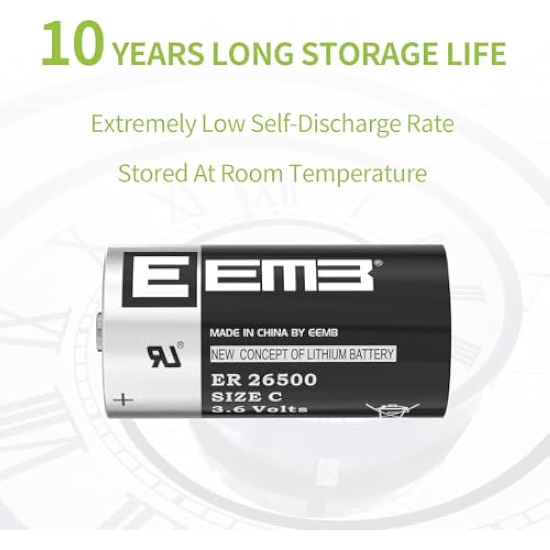 EEMB ER26500 C Size 3.6V 9000mAh Lithium Li-SOCL2 Battery - 10 Pack