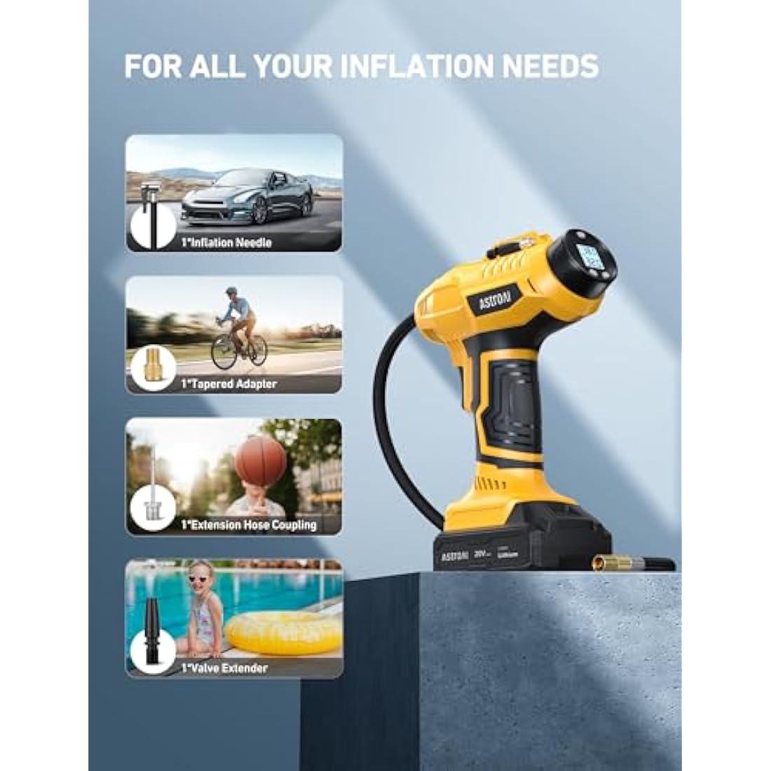 AstroAI Cordless Tyre Inflator | 160PSI Dual Power Portable Air Pump