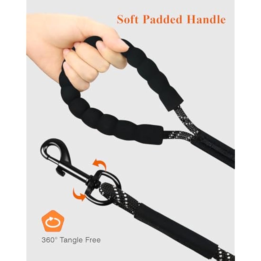 Taglory 20m Dog Training Lead | Reflective Long Nylon Leash - Black