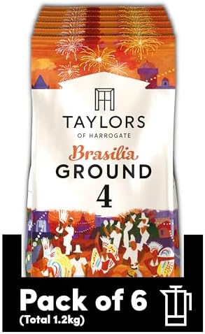 Taylors of Harrogate Brasilia Ground Coffee - Medium Roast - 6 x 200g