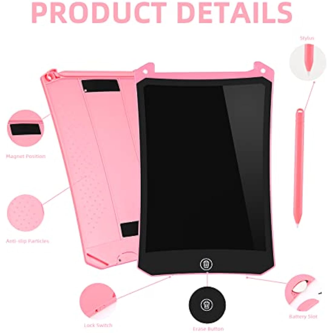 PINKCAT 8.5" LCD Writing Tablet 2-Pack | Colorful Doodle Board for Kids