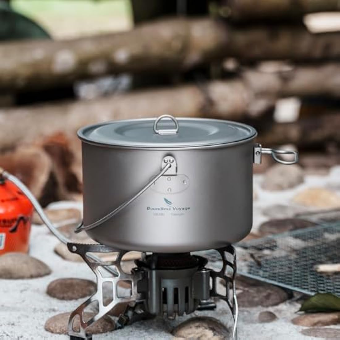 Titanium Camping Pot & Spork Set | 1950ml Ultralight Cookware