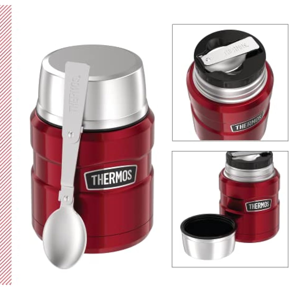 Thermos Stainless King Food Jar – 0.47L Insulated Cranberry Flask
