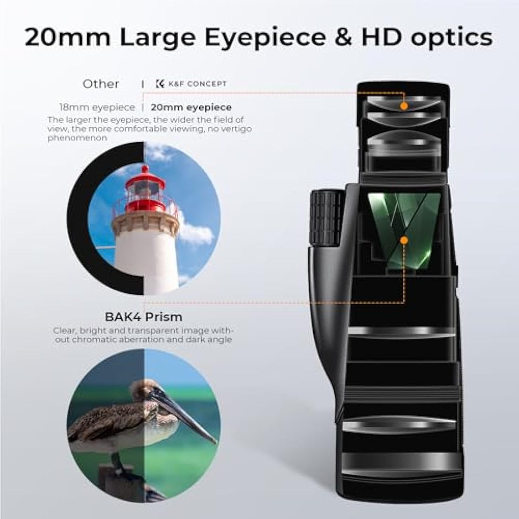 K&F Concept 8-32X50 Zoom Monocular | HD BAK4 Prism Waterproof Optics