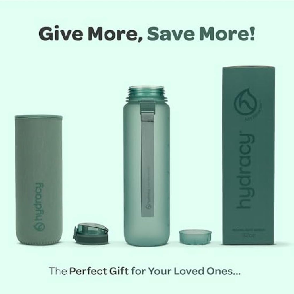 Hydracy 1L Water Bottle with Time Marker – BPA Free Leakproof Gym Bottle