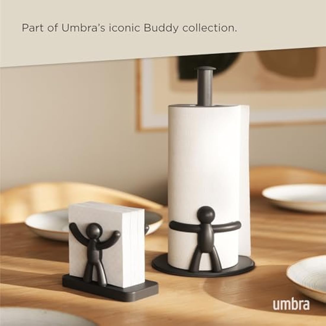 Umbra Buddy Paper Towel Holder – Modern Black Kitchen Countertop Stand