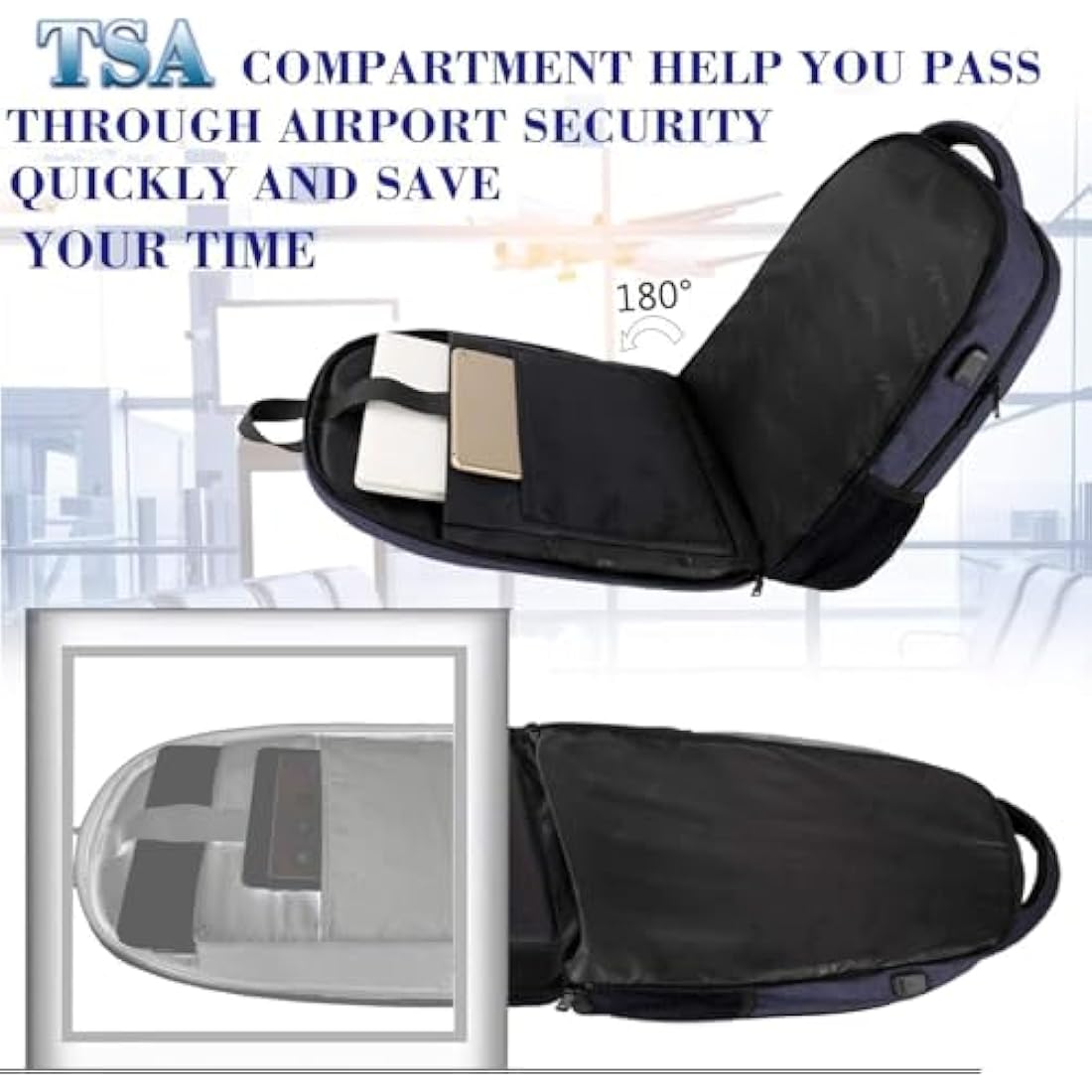 Matein 17.3 Inch Laptop Backpack | TSA Travel Anti-Theft Bag - Blue
