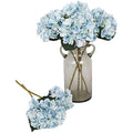 Kisflower 6Pcs Silk Hydrangea Artificial Flowers for Home Decor - Blue