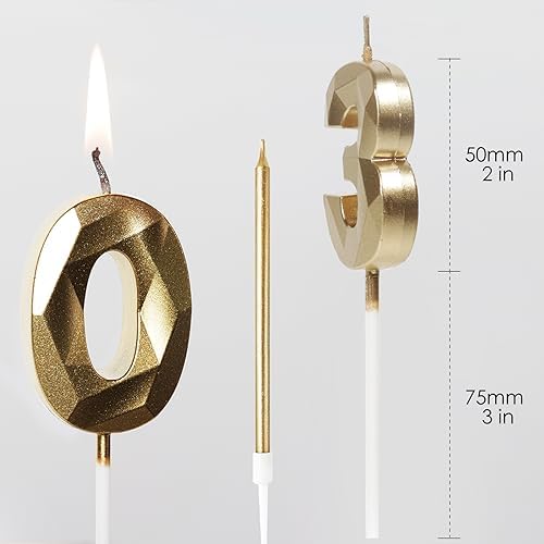 Jolof Store Gold 60th Birthday Candles – Number 60 and Stick Set