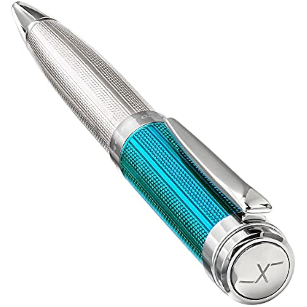 Xezo Incognito Ballpoint Pen | 925 Sterling Silver & Azure Blue Lacquer