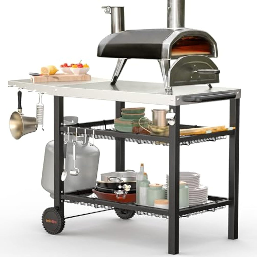 BBQ Prep Table – Stainless Steel Heavy Duty Grill Trolley