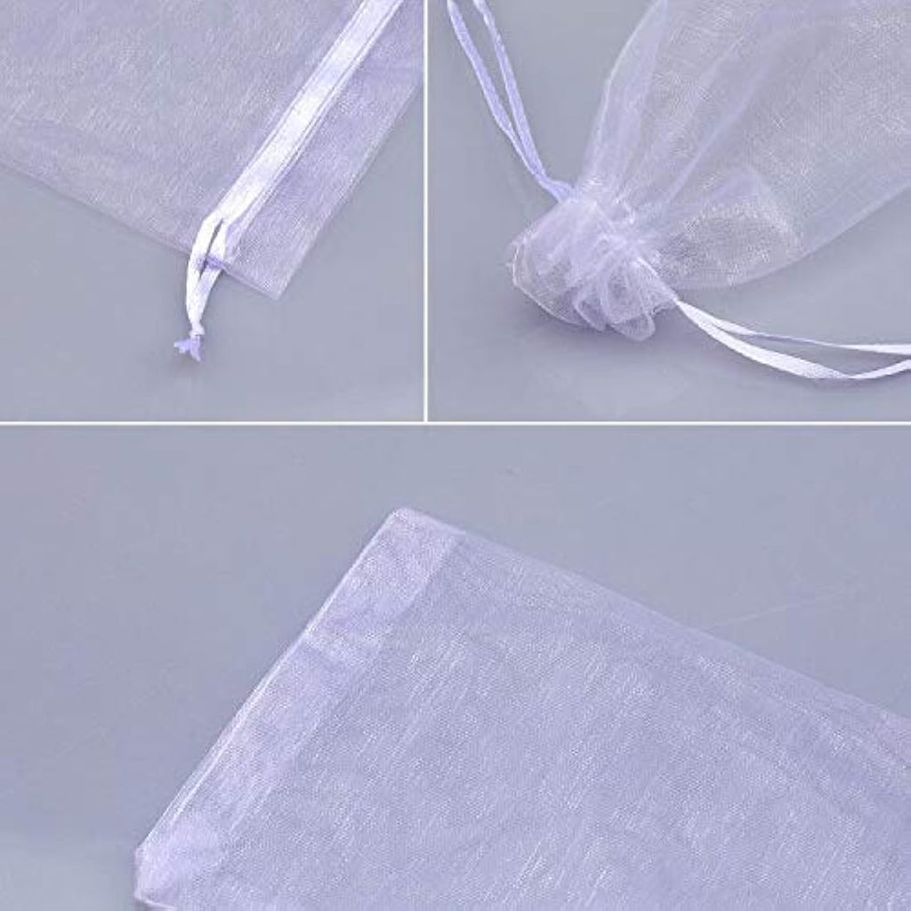 G2PLUS White Organza Gift Bags - 100 PCS Mesh Jewelry Pouches (13x18cm)
