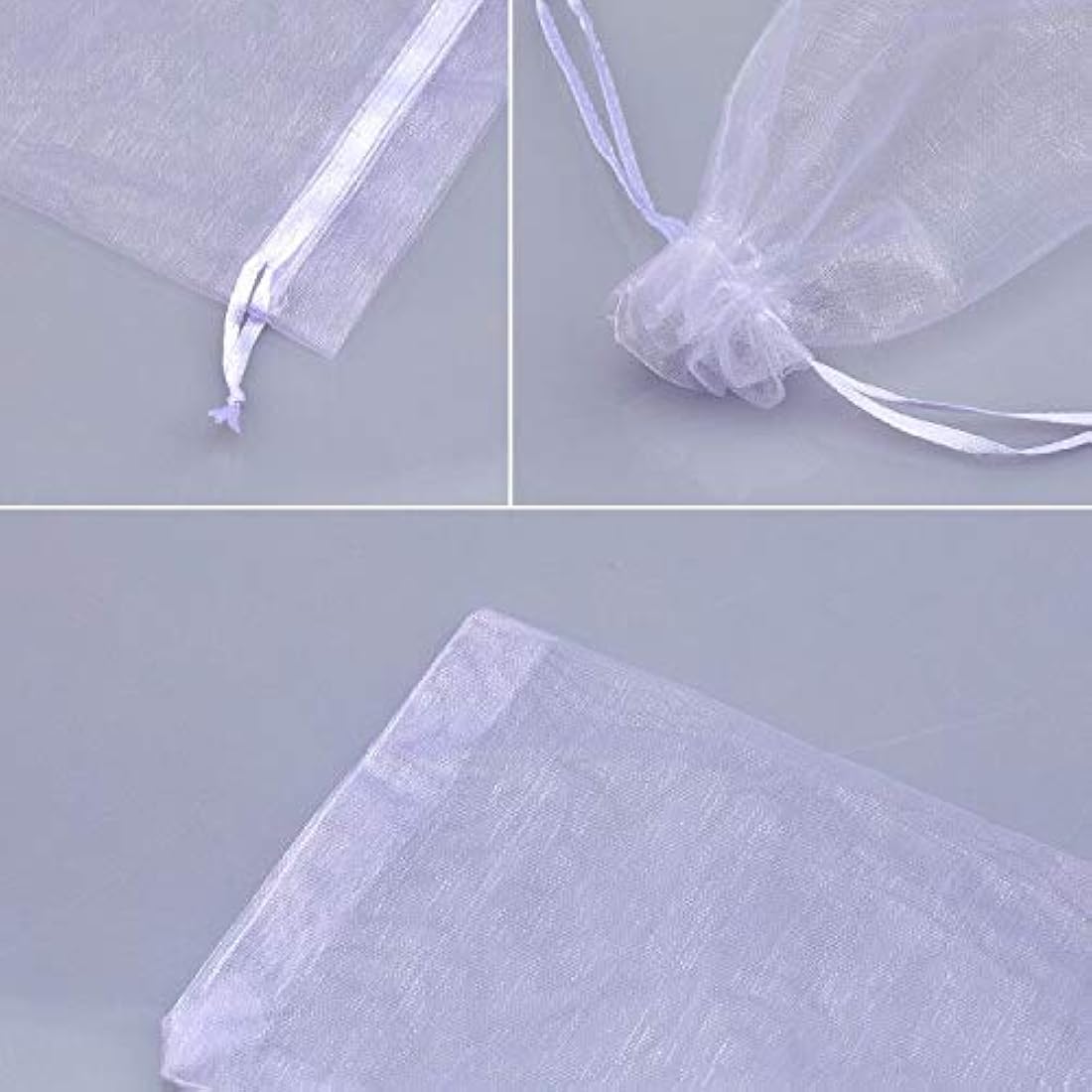 G2PLUS White Organza Gift Bags - 100 PCS Mesh Jewelry Pouches (13x18cm)