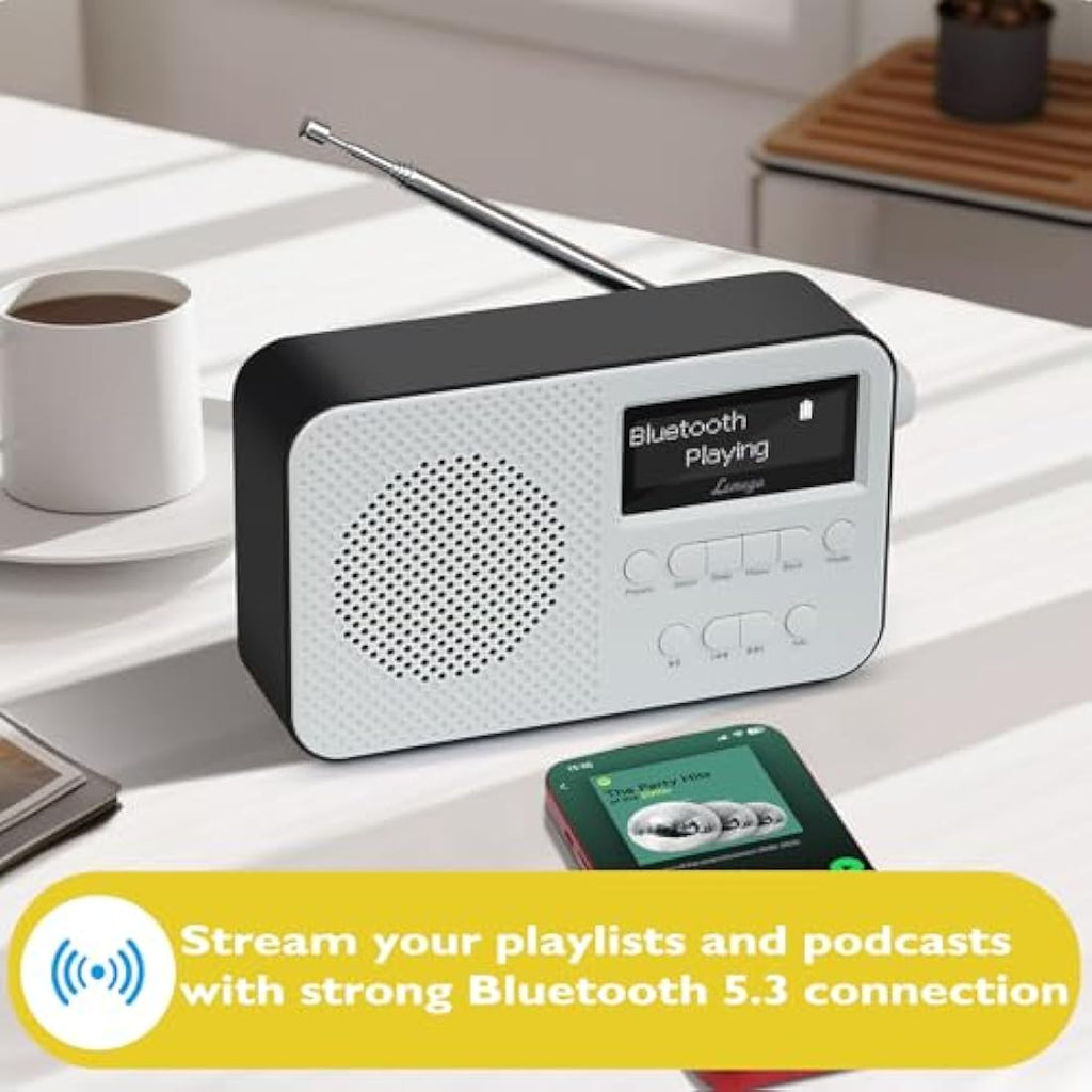 LEMEGA PR2-Max DAB/DAB+ Digital Radio with Bluetooth & 15HR Battery - Black