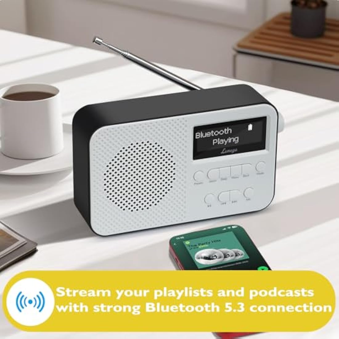 LEMEGA PR2-Max DAB/DAB+ Digital Radio with Bluetooth & 15HR Battery - Black